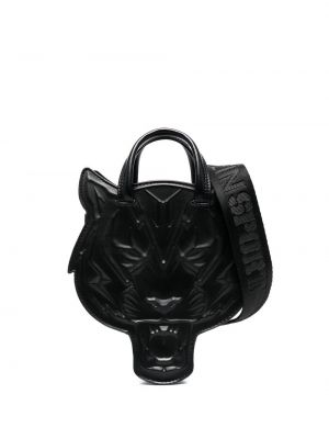 Usnjena športna torba s tigrastim vzorcem Plein Sport črna