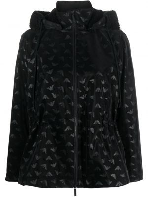 Jacke mit kapuze mit print Emporio Armani schwarz