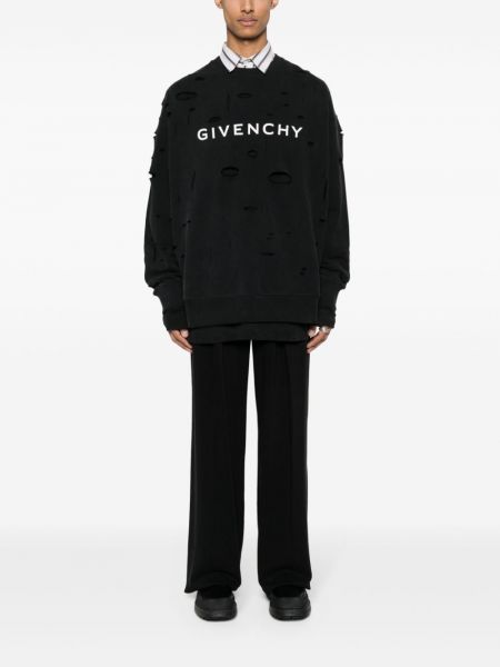 Mustriline rebitud dressipluus Givenchy must