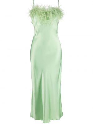 Satenski haljina na naramenice Sleeper zelena