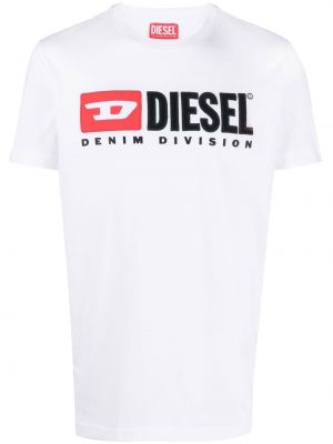 Koszulka bawełniana z nadrukiem Diesel biała