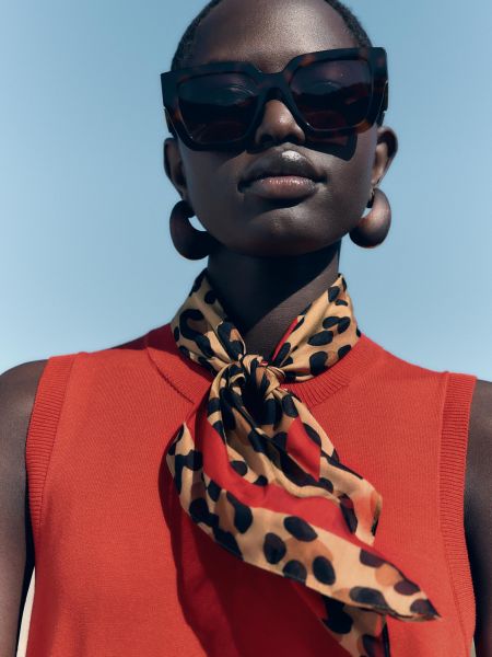 Леопардовый шелковый шарф из модала Zara