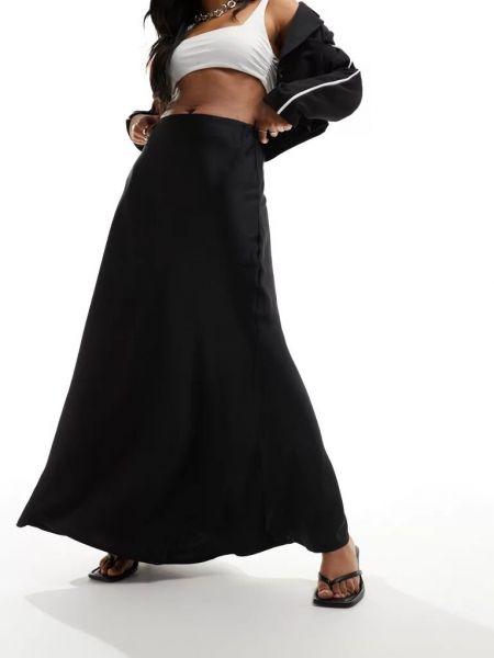 Атласная длинная юбка Na-kd черная