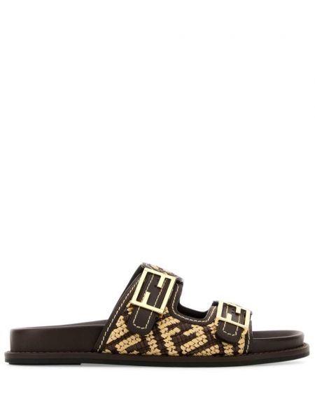 Sandaler i jacquard stof Fendi sort