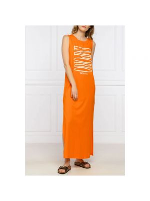 Sukienka długa bawełniana Emporio Armani pomarańczowa