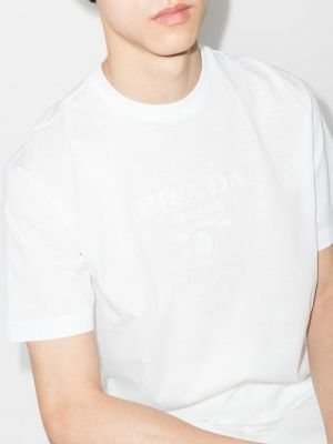 T-shirt mit rundem ausschnitt Prada weiß