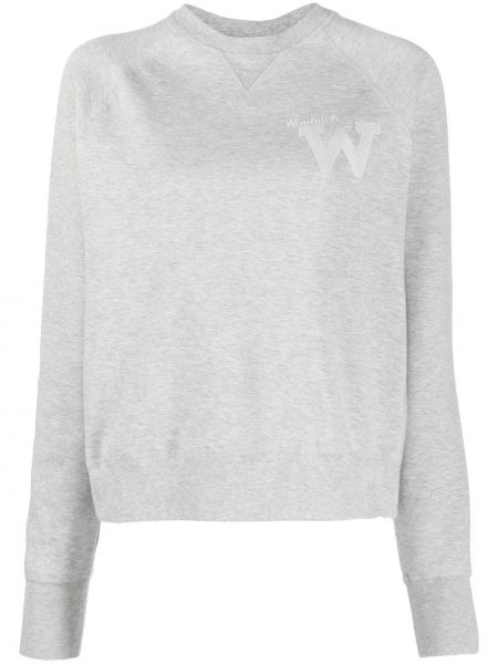 Melange brodert sweatshirt Woolrich grå