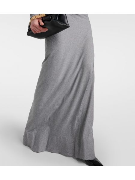 Jersey bombažna dolga obleka Victoria Beckham siva