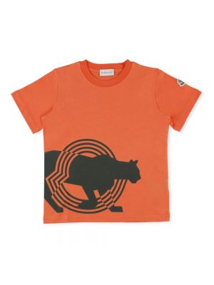 Koszulka bawełniana z nadrukiem Moncler - pomarańczowy