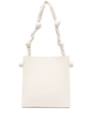 Kožená nákupná taška Jil Sander biela
