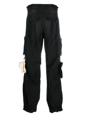 Plisované bavlněné straight fit džíny Ssheena černé