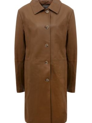 Кожаное пальто Loulou Studio коричневое