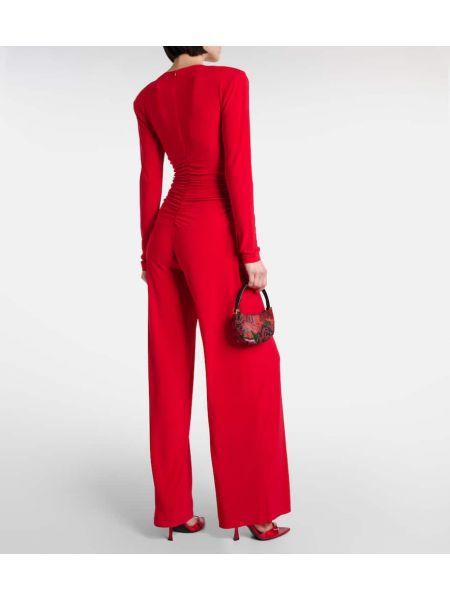 Drapeeritud laia lõikega pükskostüüm Norma Kamali punane