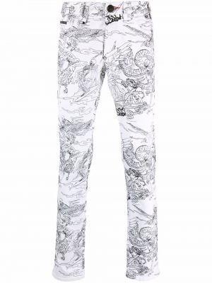 Jeans skinny con stampa Philipp Plein bianco