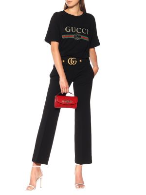 Top bawełniany z nadrukiem Gucci czarny