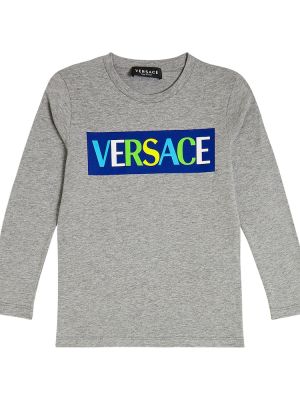 T-shirt i bomull i jersey för pojkar Versace Kids grå