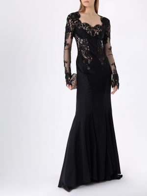 Кружевное вечернее платье John Galliano черное