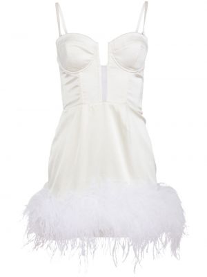 Вечерна рокля с пера Fleur Du Mal бяло