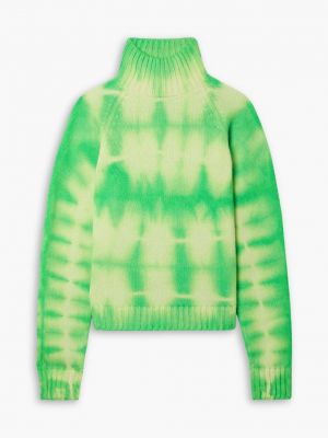 Кашемировый свитер с высоким воротником, окрашенный в технике тай-дай THE ELDER STATESMAN зеленый