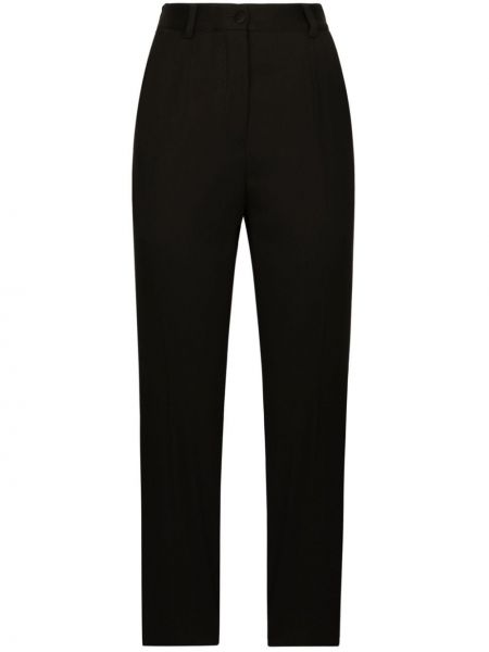 Volnene ravne hlače Dolce & Gabbana črna