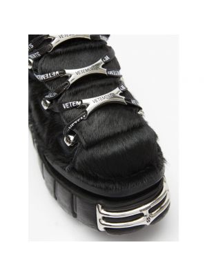 Zapatillas de pelo con plataforma con tacón chunky Vetements negro