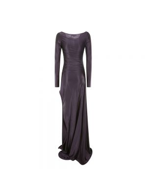 Sukienka długa z falbankami z dżerseju Victoria Beckham fioletowa
