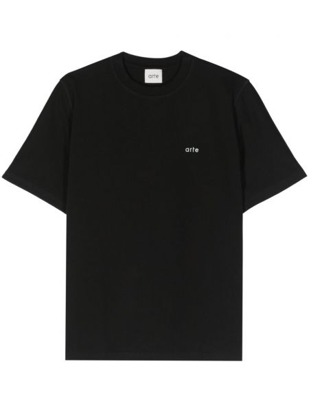 Medvilninis siuvinėtas marškinėliai Arte juoda