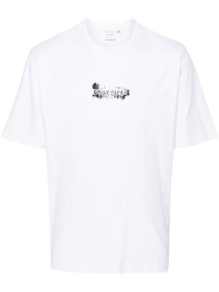 Kokvilnas t-krekls ar apdruku Daily Paper balts