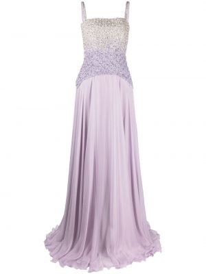 Вечерна рокля с кристали Dina Melwani виолетово
