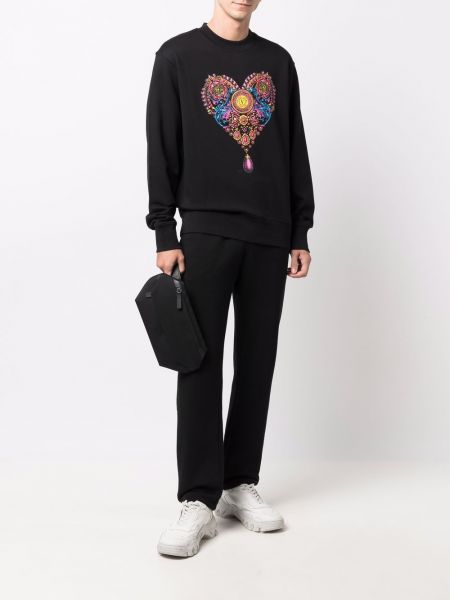 Sudadera con estampado con corazón Versace Jeans Couture negro