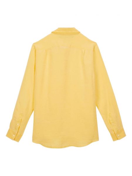 Lniana haftowana koszula Vilebrequin żółta