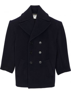 Manteau en laine Saint Laurent bleu