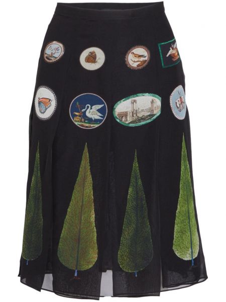 Svilena midi suknja Giambattista Valli crna