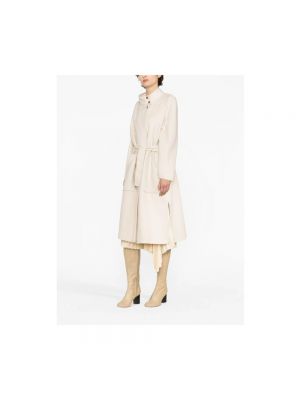 Abrigo de lana de cachemir con estampado de cachemira Fabiana Filippi beige