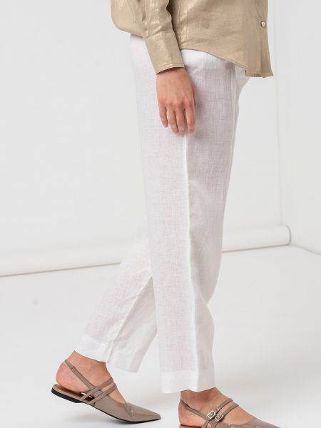 Льняные брюки с высокой талией Marella белые