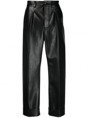 Kožené rovné nohavice Nanushka čierna