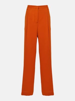 Pantalon droit taille haute en crêpe Dries Van Noten orange
