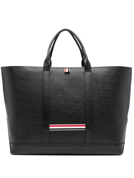 Læder shopping bag Thom Browne sort