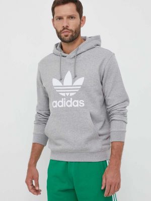 Pamut kapucnis melegítő felső Adidas Originals szürke