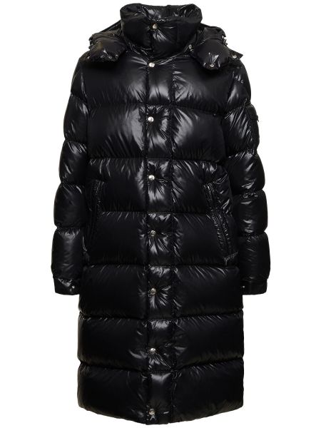 Naylon uzun ceket Moncler siyah