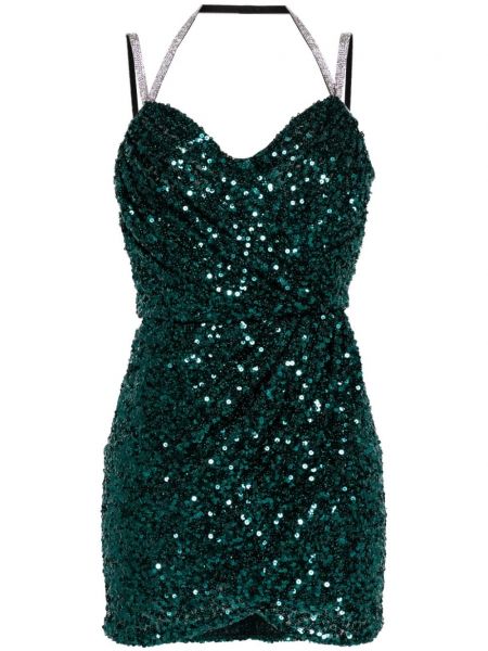 Krištáľové mini šaty Dolce & Gabbana zelená