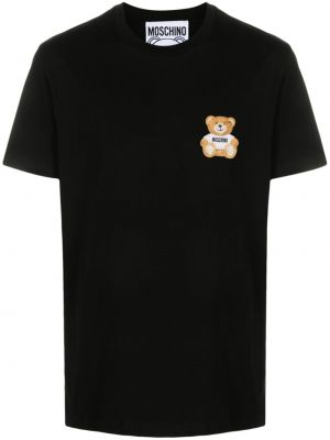 Βαμβακερή μπλούζα με κέντημα Moschino μαύρο
