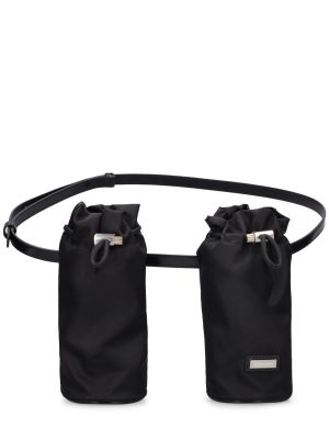 Nylonowa torba na ramię skórzana Ferragamo czarna