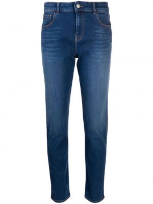 Haftowane proste jeansy Emporio Armani niebieskie
