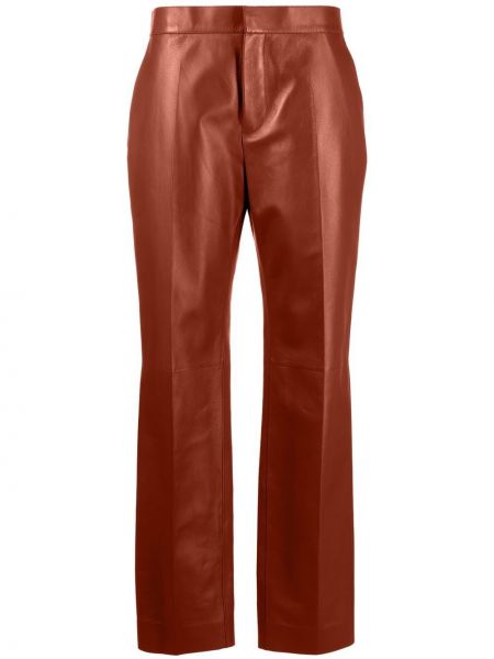 Jedwabne proste spodnie Chloe - brązowy