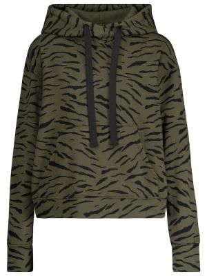 Pamučna hoodie s kapuljačom od samta s printom Velvet zelena