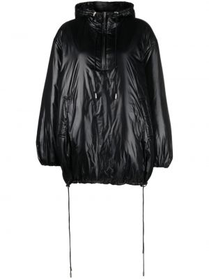 Páperová bunda s výšivkou s kapucňou Saint Laurent čierna