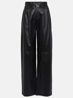Černé plisované kožené kalhoty relaxed fit Dorothee Schumacher