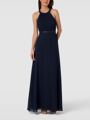 Sukienka wieczorowa z otwartymi plecami z perełkami V.m. niebieska