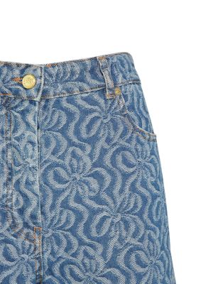 Pantaloni di cotone baggy in tessuto jacquard Ganni blu